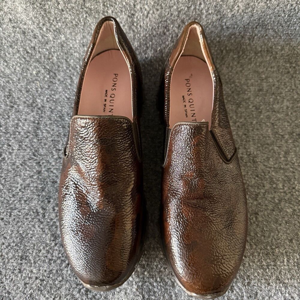 Pons Quintana 5236 Loafer Brown Patent Leather Slip-On Women's US 7.5 EU 38
